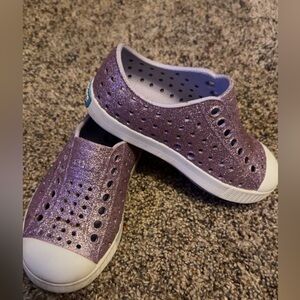 Native Shoes Kids Sparkly Purple Slip-Ons 8C